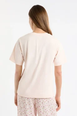 ETAM Los Pijamas Más Responsables|Partes De Arriba De Pijama|Camiseta de pijama de algodón estampada ROSA