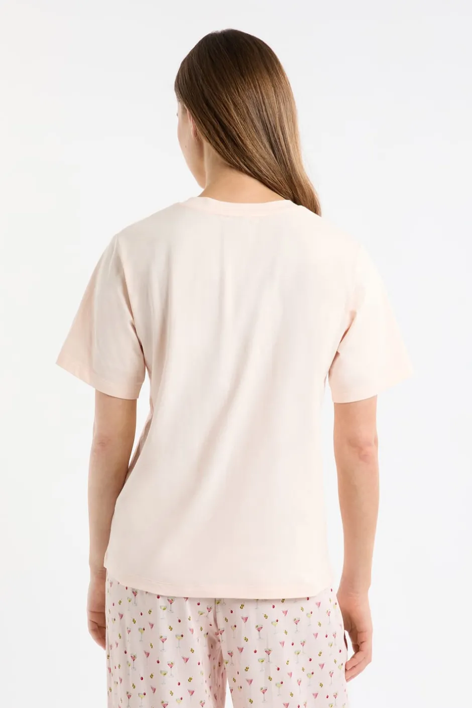 ETAM Los Pijamas Más Responsables|Partes De Arriba De Pijama|Camiseta de pijama de algodón estampada ROSA