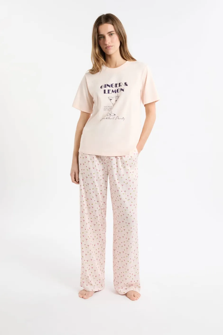 ETAM Los Pijamas Más Responsables|Partes De Arriba De Pijama|Camiseta de pijama de algodón estampada ROSA