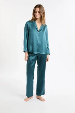 ETAM Pijamas De Seda|Partes De Arriba De Pijama|Camiseta de pijama de manga larga de seda NATURAL