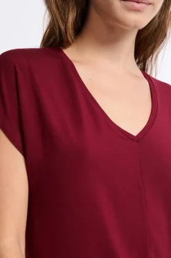 ETAM Pijamas Esenciales|Partes De Arriba De Pijama|Camiseta de pijama de manga corta BURDEOS GRANATE