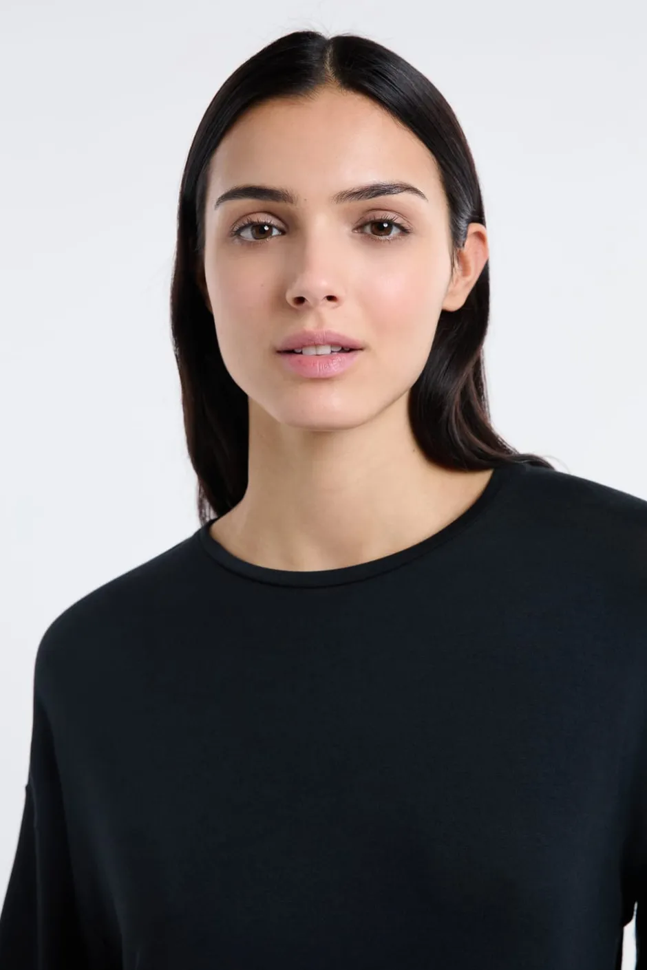 ETAM Los Pijamas Más Responsables|Pijamas Esenciales|Camiseta de pijama de modal NEGRO