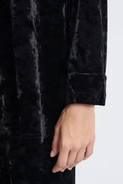 ETAM Partes De Arriba De Pijama|Los Pijamas Más Responsables|Camiseta de pijama de terciopelo NEGRO