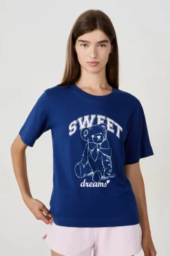 ETAM Partes De Arriba De Pijama|Los Pijamas Más Responsables|Camiseta de pijama estampada AZUL MARINO