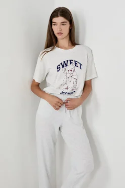 ETAM Partes De Arriba De Pijama|Los Pijamas Más Responsables|Camiseta de pijama estampada GRIS CLARO