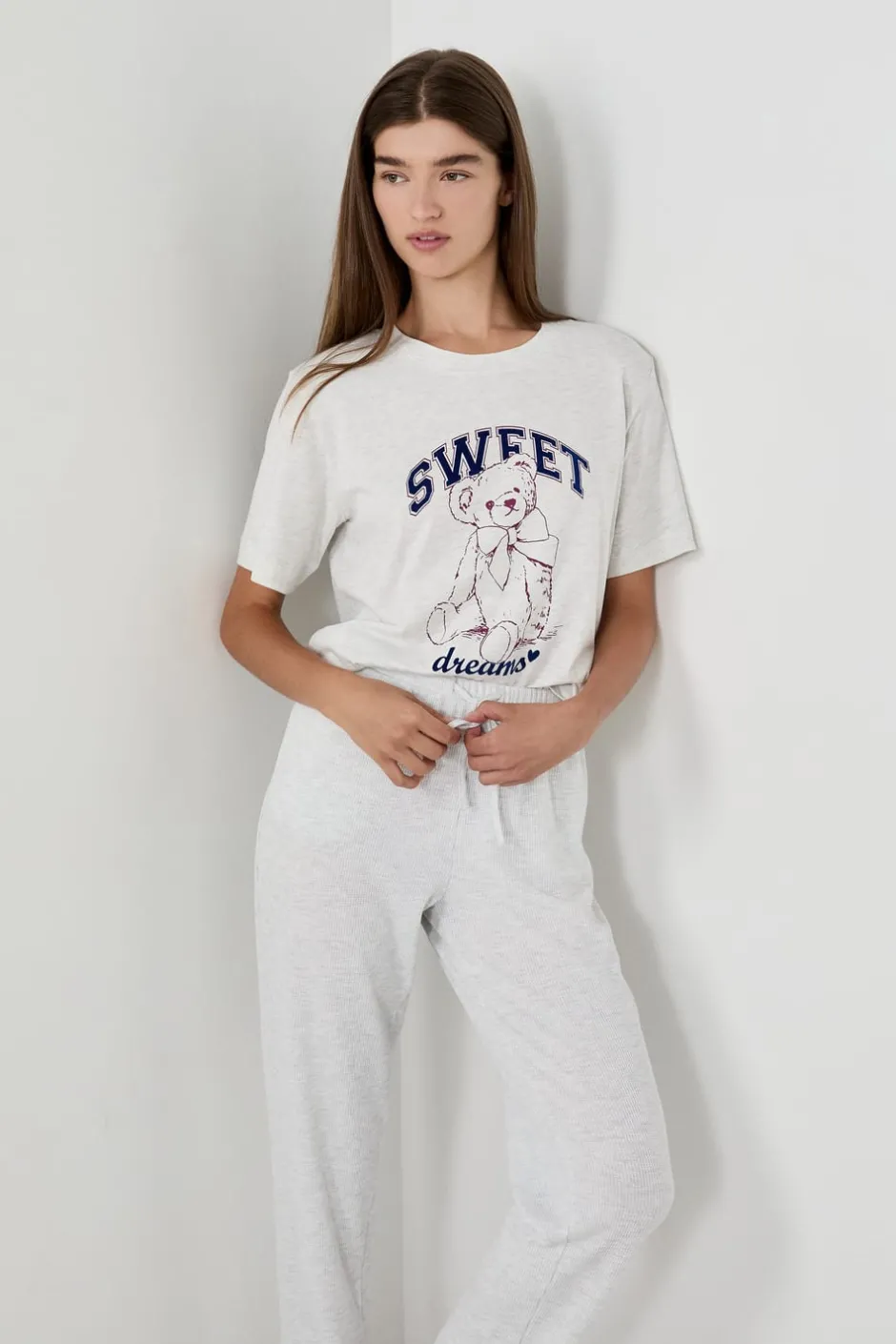 ETAM Partes De Arriba De Pijama|Los Pijamas Más Responsables|Camiseta de pijama estampada GRIS CLARO