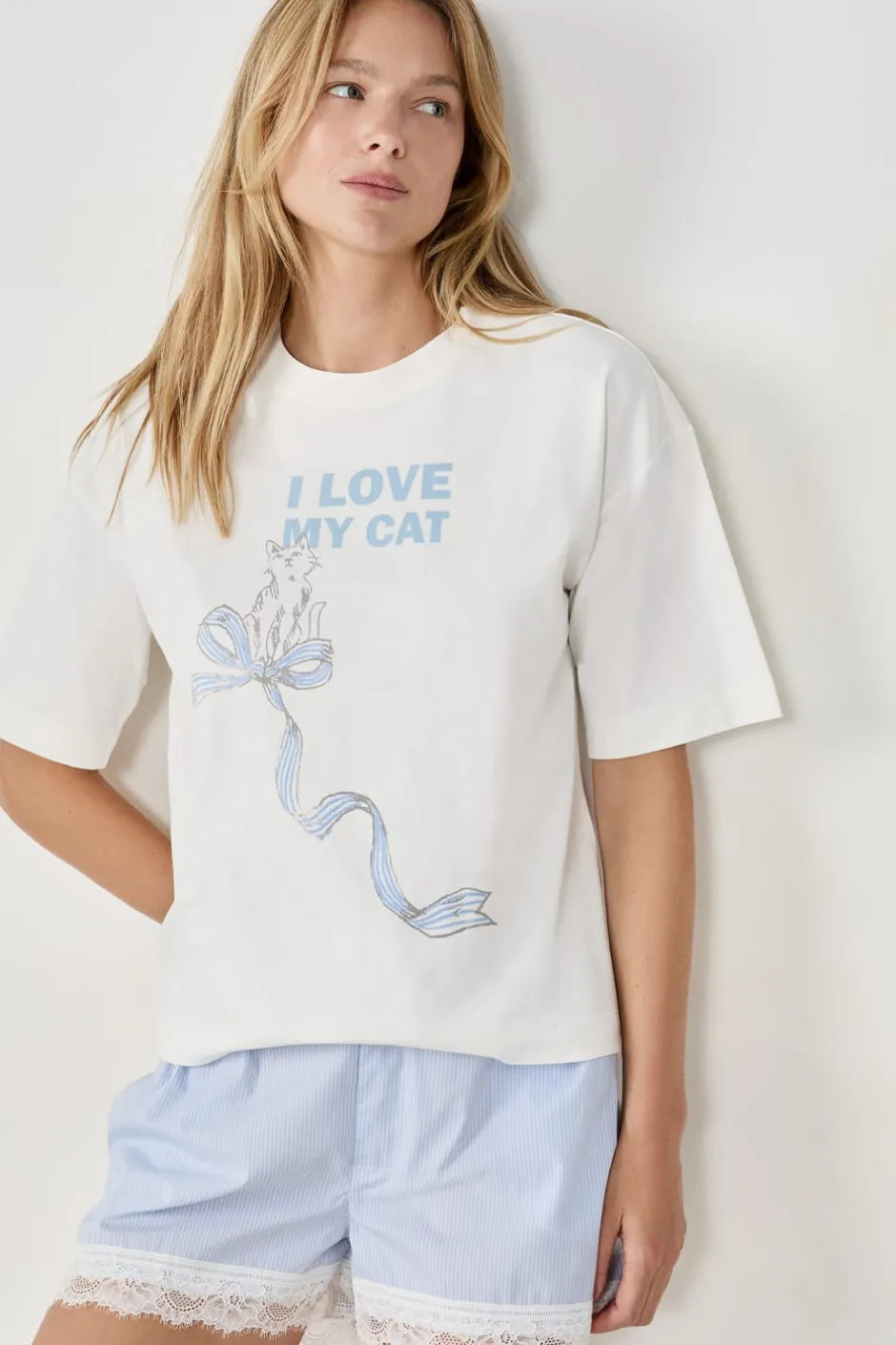 ETAM Partes De Arriba De Pijama|Los Pijamas Más Responsables|Camiseta de pijama estampada BLANCO