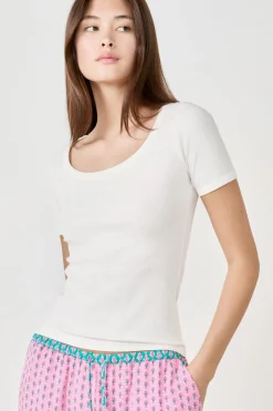 ETAM Partes De Arriba De Pijama|Los Pijamas Más Responsables|Camiseta de pijama manga corta BLANCO
