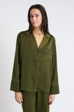 ETAM Partes De Arriba De Pijama|Camiseta de pijama satinada con estampados KAKI
