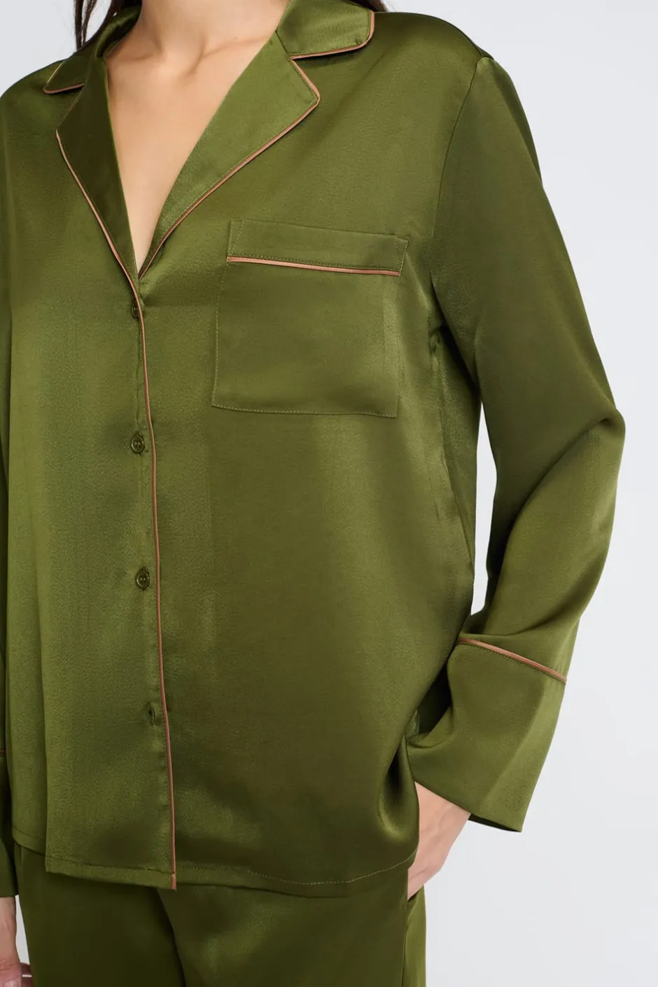 ETAM Partes De Arriba De Pijama|Camiseta de pijama satinada con estampados KAKI