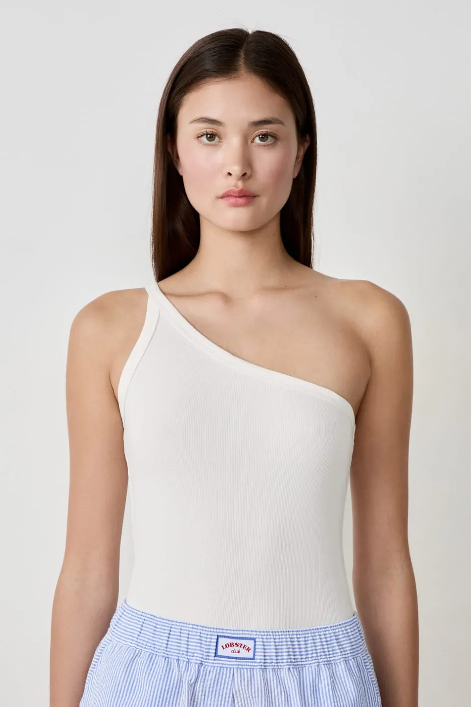 ETAM Partes De Arriba De Pijama|Los Pijamas Más Responsables|Camiseta de tirantes asimétrica de algodón BLANCO