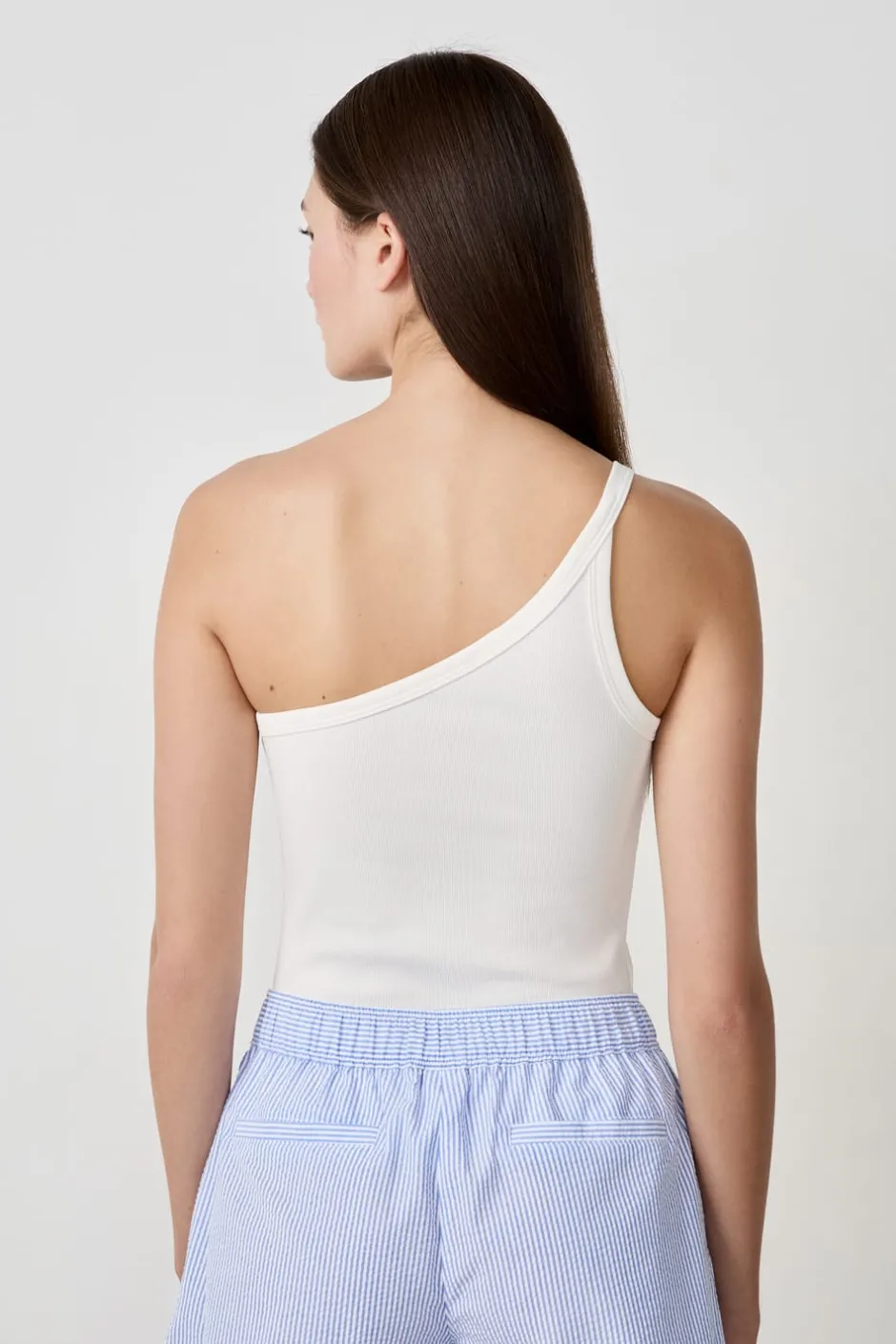 ETAM Partes De Arriba De Pijama|Los Pijamas Más Responsables|Camiseta de tirantes asimétrica de algodón BLANCO