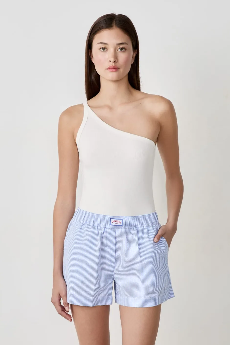ETAM Partes De Arriba De Pijama|Los Pijamas Más Responsables|Camiseta de tirantes asimétrica de algodón BLANCO