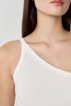 ETAM Partes De Arriba De Pijama|Los Pijamas Más Responsables|Camiseta de tirantes asimétrica de algodón BLANCO