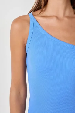 ETAM Partes De Arriba De Pijama|Los Pijamas Más Responsables|Camiseta de tirantes asimétrica de algodón AZUL CLARO
