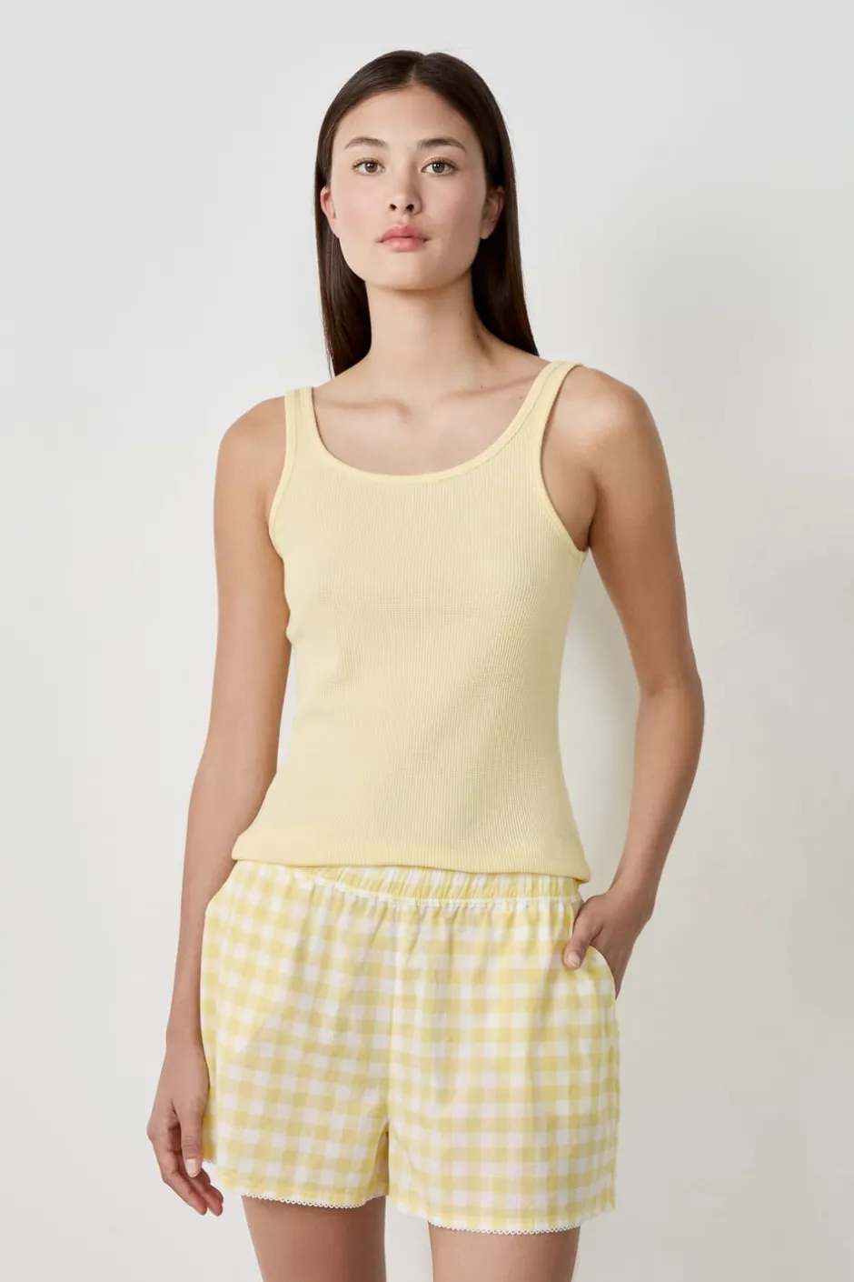 ETAM Partes De Arriba De Pijama|Los Pijamas Más Responsables|Camiseta de tirantes de algodón AMARILLO