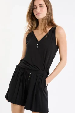 ETAM Pijamas Esenciales|Partes De Arriba De Pijama|Camiseta de tirantes lisa NEGRO