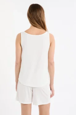 ETAM Pijamas Esenciales|Partes De Arriba De Pijama|Camiseta de tirantes lisa BLANCO CRUDO