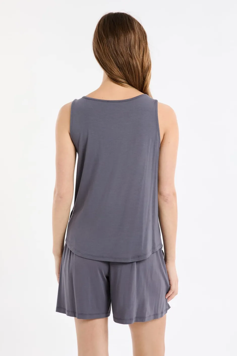 ETAM Pijamas Esenciales|Partes De Arriba De Pijama|Camiseta de tirantes lisa ANTRACITA