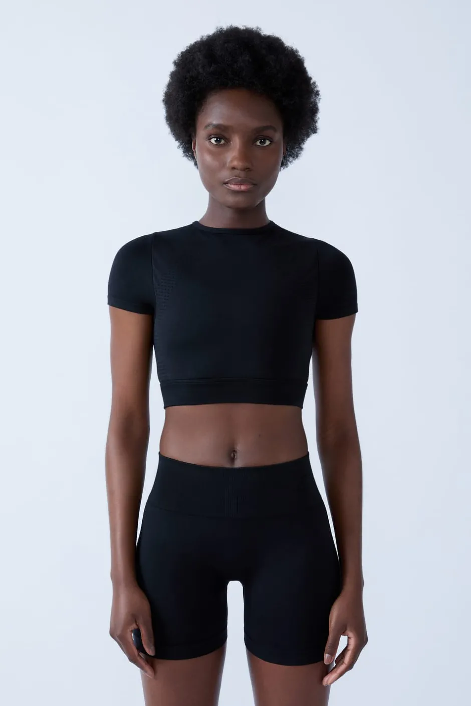 ETAM Tops Deporte|Braguitas Deportivas|Camiseta deportiva de manga corta 2 en 1 NEGRO