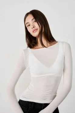 ETAM Manga Larga|Camisetas|Camiseta escote barco BEIGE