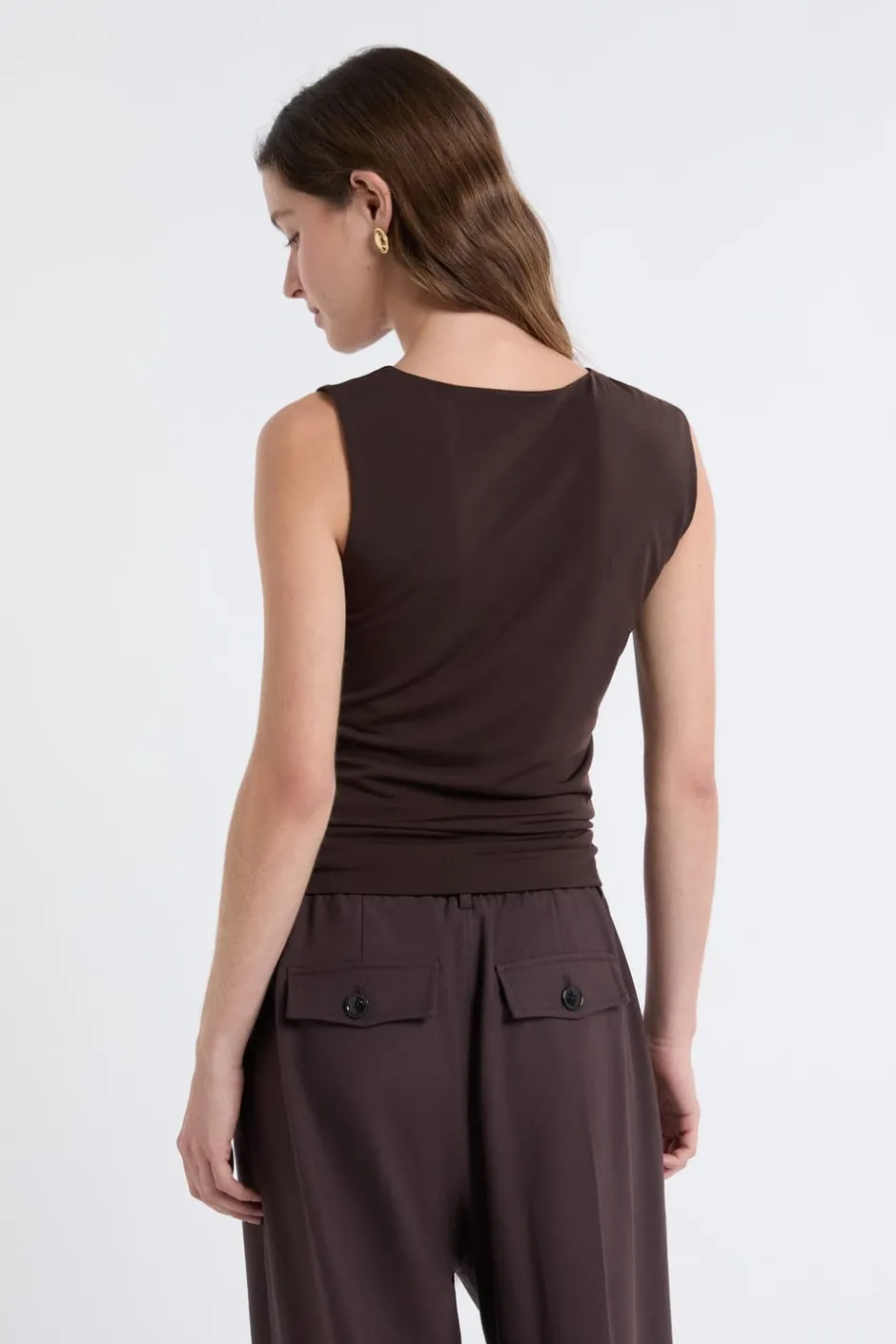 ETAM Camisetas|Camiseta sin mangas con anilla MARRÓN