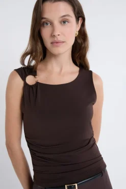 ETAM Camisetas|Camiseta sin mangas con anilla MARRÓN