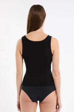ETAM Cuello Redondo|Tops Sin Mangas|Camiseta sin mangas con sujetador integrado NEGRO