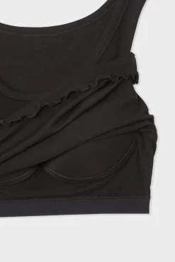 ETAM Cuello Redondo|Tops Sin Mangas|Camiseta sin mangas con sujetador integrado NEGRO