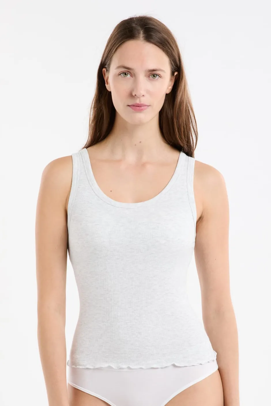 ETAM Cuello Redondo|Tops Sin Mangas|Camiseta sin mangas con sujetador integrado GRIS CLARO