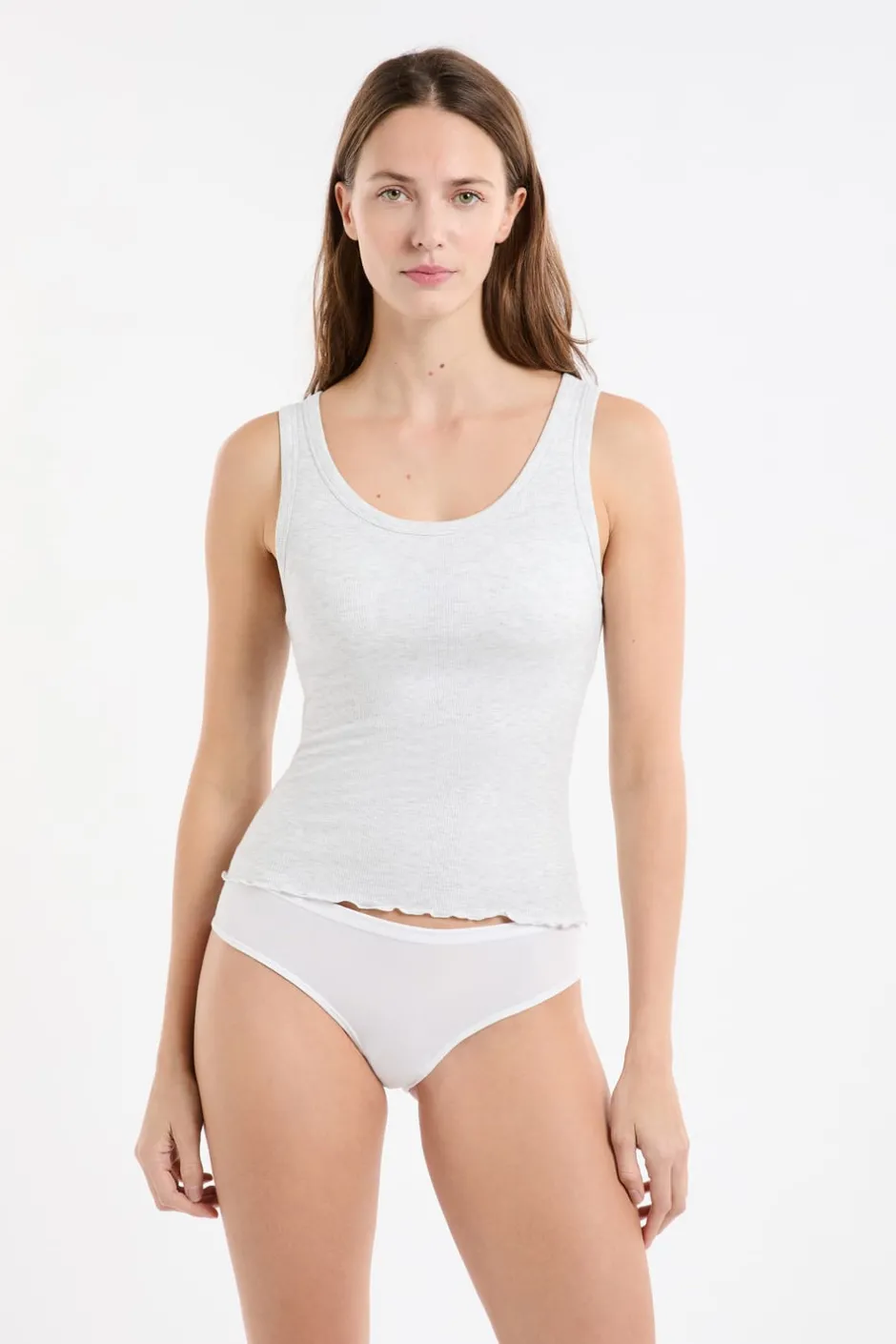 ETAM Cuello Redondo|Tops Sin Mangas|Camiseta sin mangas con sujetador integrado GRIS CLARO