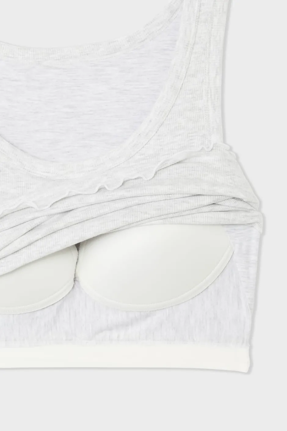 ETAM Cuello Redondo|Tops Sin Mangas|Camiseta sin mangas con sujetador integrado GRIS CLARO