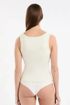 ETAM Cuello Redondo|Tops Sin Mangas|Camiseta sin mangas con sujetador integrado crudo