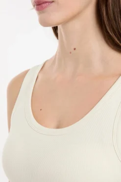 ETAM Cuello Redondo|Tops Sin Mangas|Camiseta sin mangas con sujetador integrado crudo