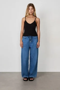 ETAM Cuello En V|Tops Sin Mangas|Camiseta sin mangas de algodón con tirantes finos NEGRO