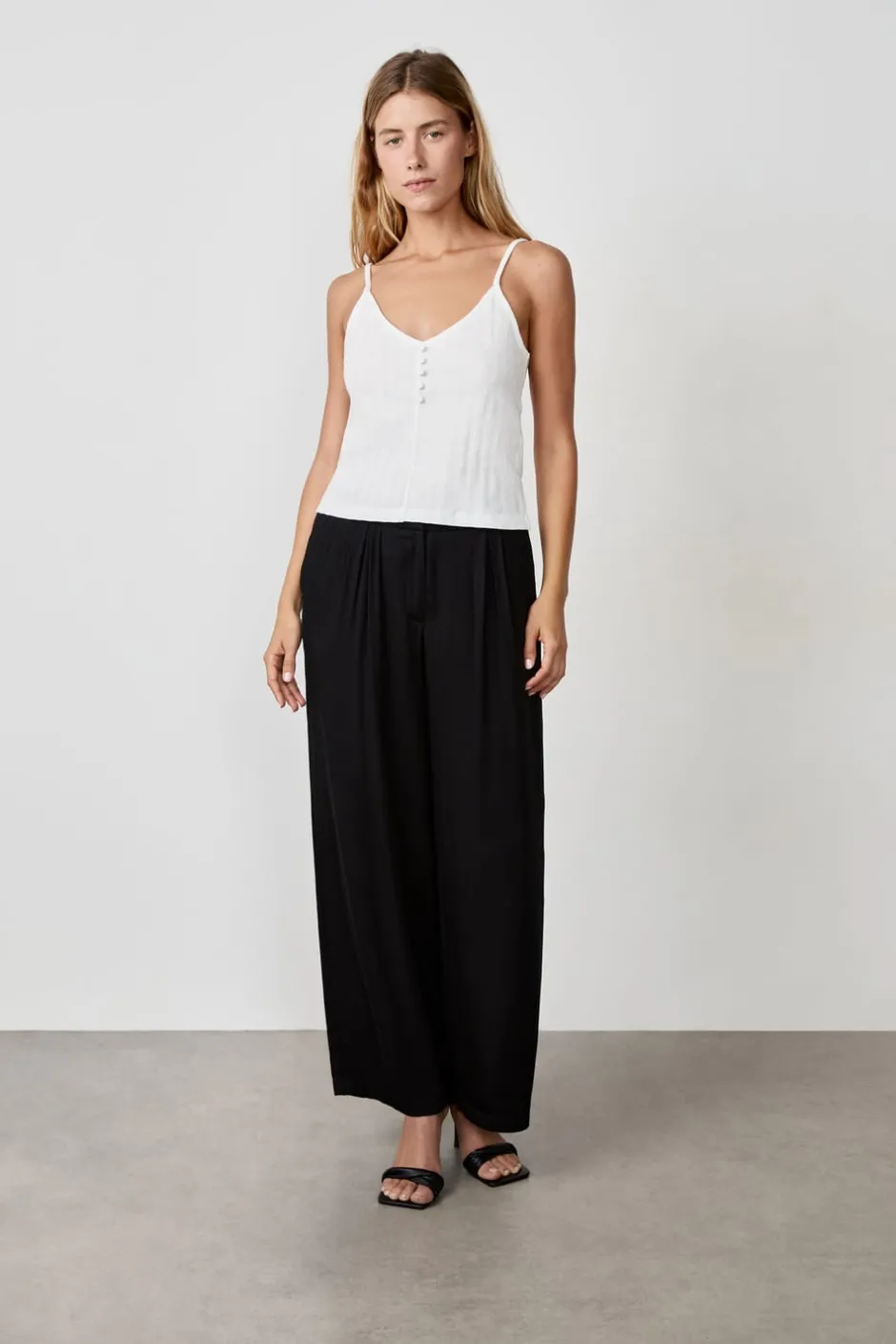 ETAM Cuello En V|Tops Sin Mangas|Camiseta sin mangas de algodón con tirantes finos BLANCO