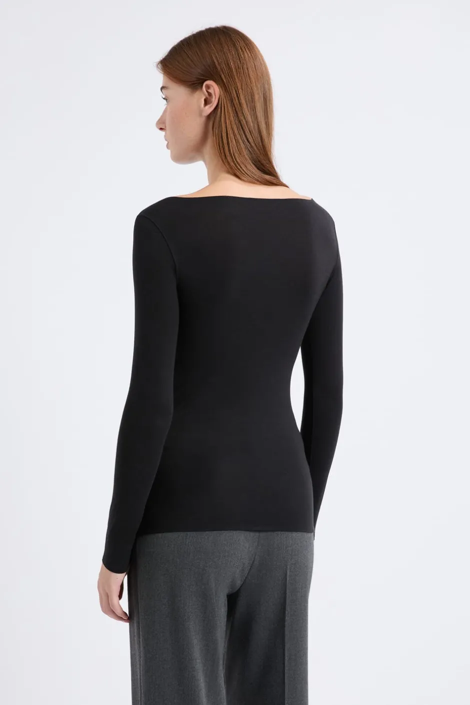 ETAM Manga Larga|Colección Térmica|Camiseta térmica con cuello barco NEGRO