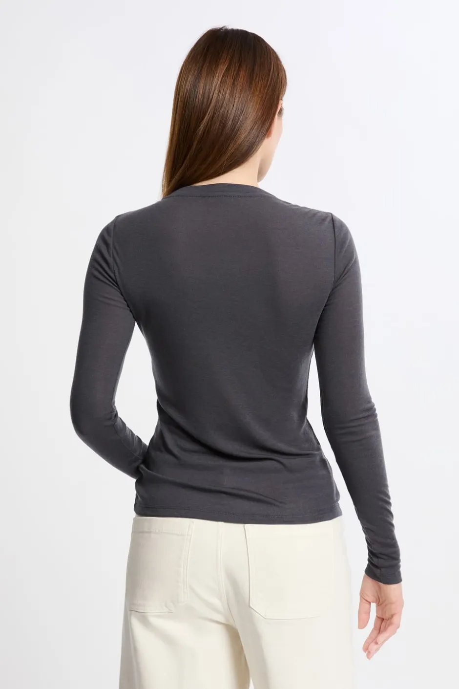 ETAM Colección Térmica|Pijamas Esenciales|Camiseta térmica de cuello redondo con lana ANTRACITA