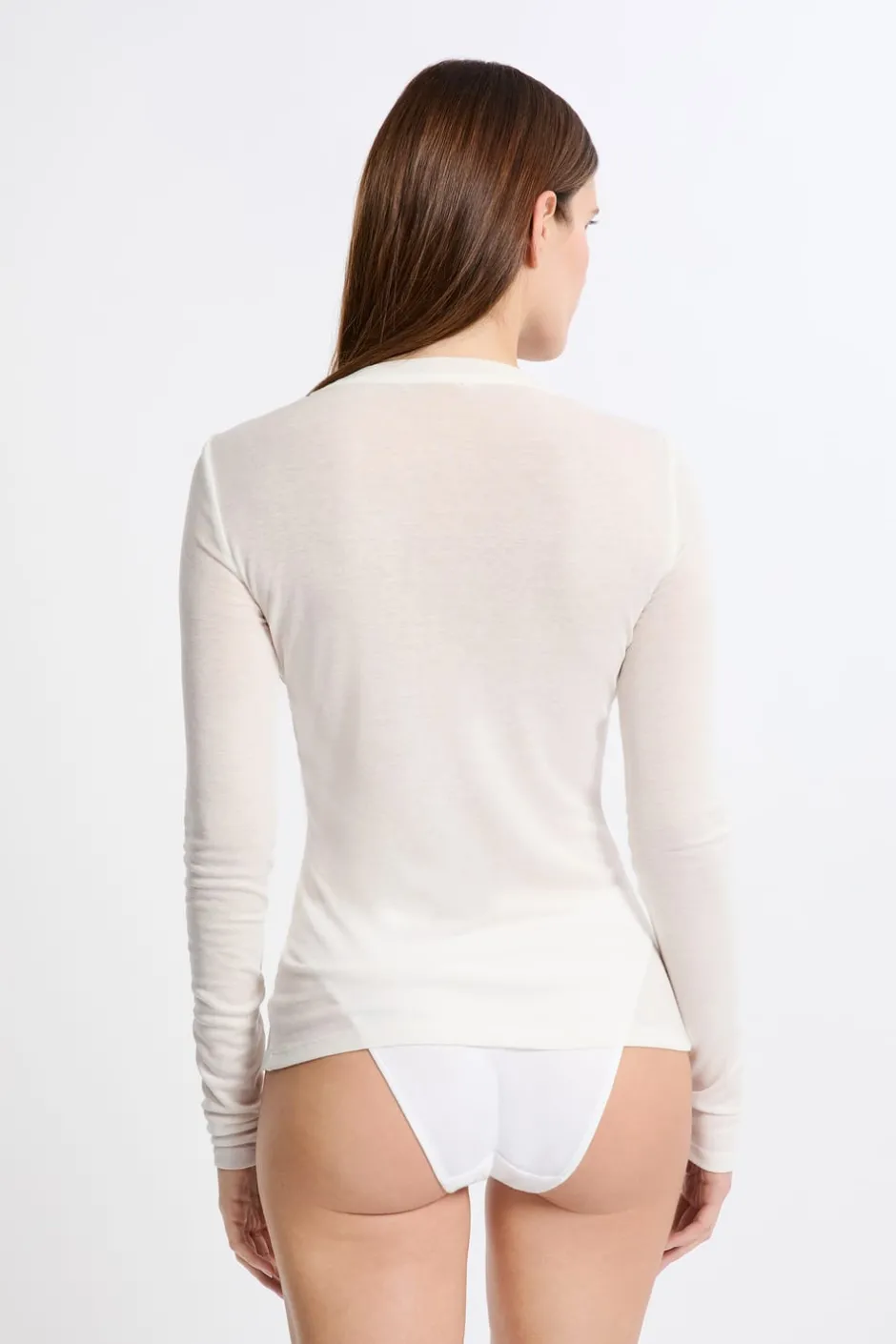 ETAM Colección Térmica|Pijamas Esenciales|Camiseta térmica de cuello redondo con lana CRUDO