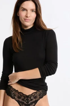 ETAM Cuello Alto|Colección Térmica|Camiseta térmica de cuello alto con lana NEGRO