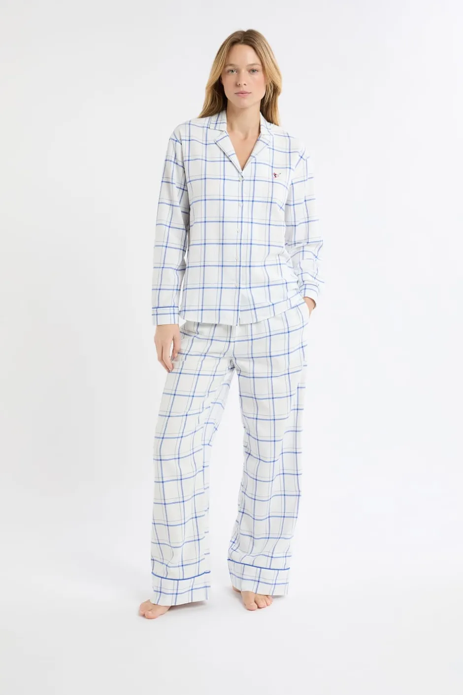 ETAM Los Pijamas Más Responsables|Partes De Arriba De Pijama|Camisón de algodón a cuadros AZUL