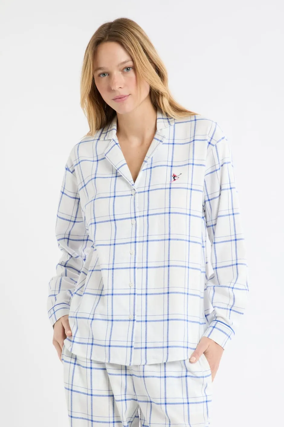 ETAM Los Pijamas Más Responsables|Partes De Arriba De Pijama|Camisón de algodón a cuadros AZUL