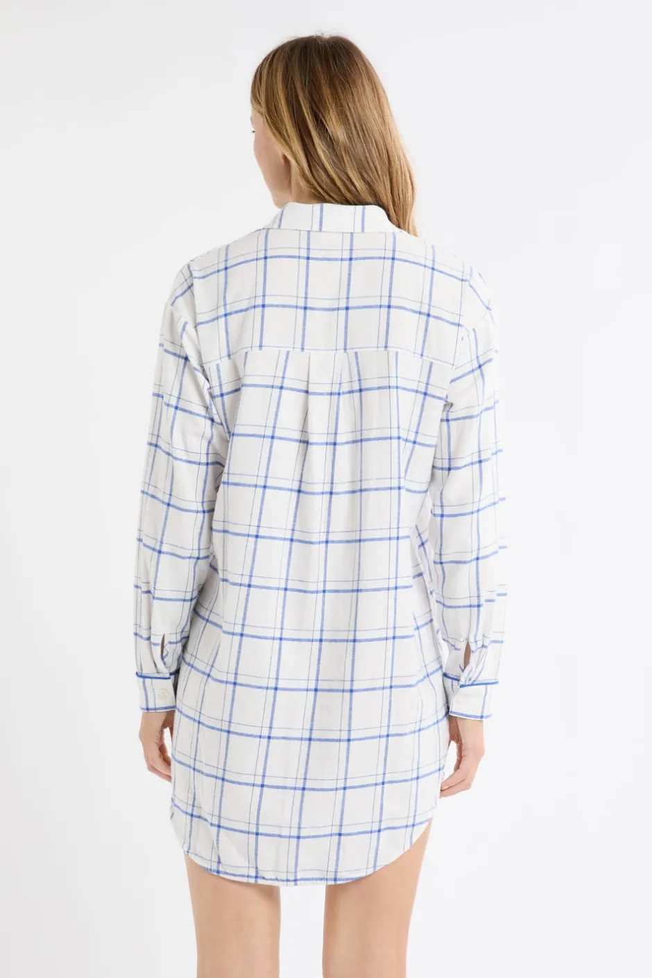 ETAM Los Pijamas Más Responsables|Camisones Con Manga|Camisón de algodón a cuadros AZUL
