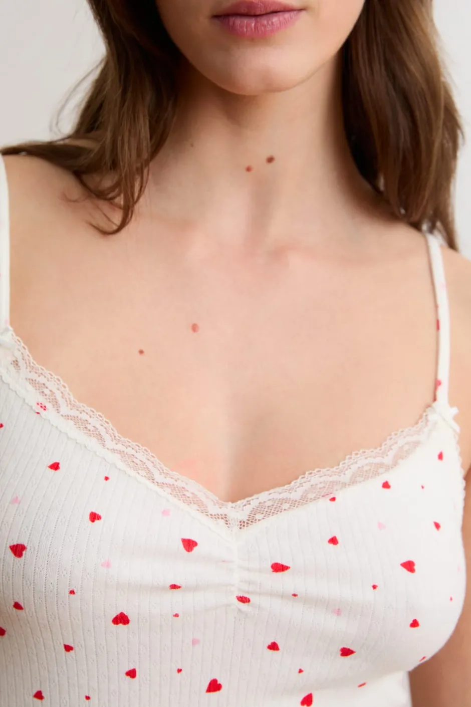 ETAM Los Pijamas Más Responsables|Camisones De Tirantes|Camisón de algodón con estampado de corazones IMP FD crudo