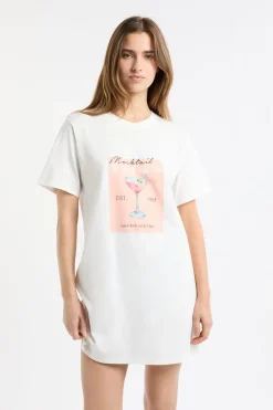 ETAM Los Pijamas Más Responsables|Camisones Con Manga|Camisón de algodón estampado BLANCO
