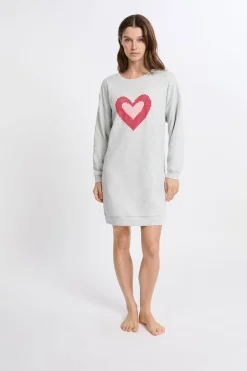 ETAM Los Pijamas Más Responsables|Camisones Con Manga|Camisón de manga larga de algodón GRIS