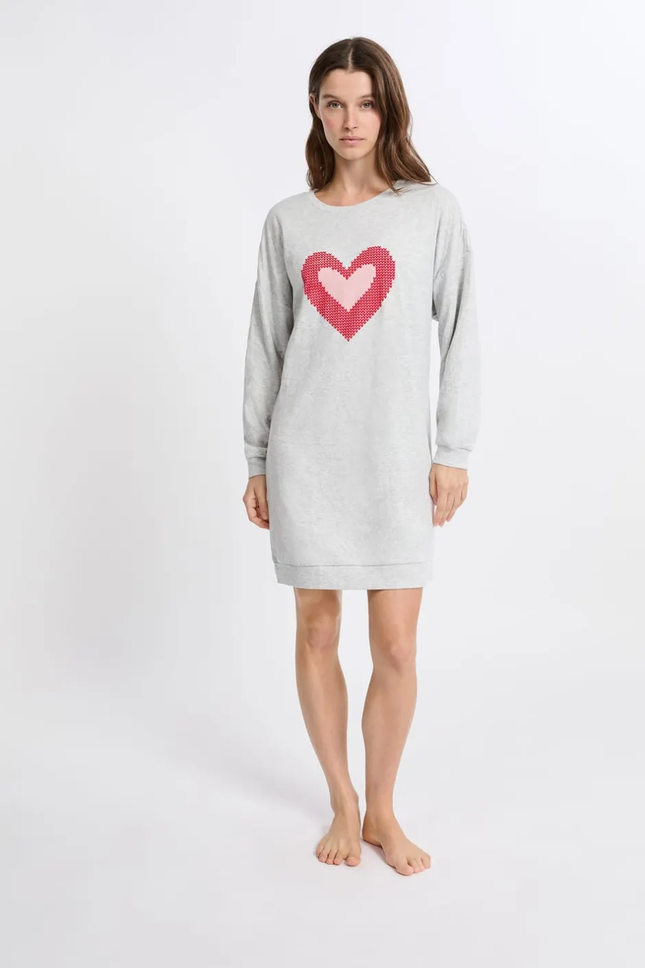 ETAM Los Pijamas Más Responsables|Camisones Con Manga|Camisón de manga larga de algodón GRIS