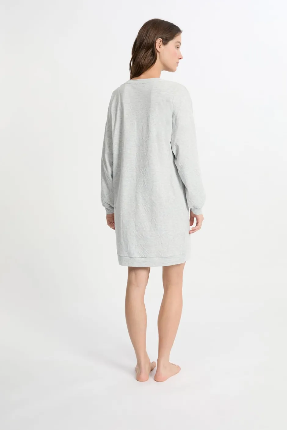 ETAM Los Pijamas Más Responsables|Camisones Con Manga|Camisón de manga larga de algodón GRIS