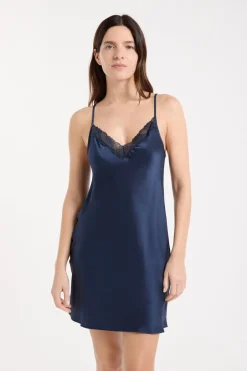 ETAM Pijamas De Seda|Camisones De Tirantes|Camisón de seda con detalles de encaje TRANSPARENTE
