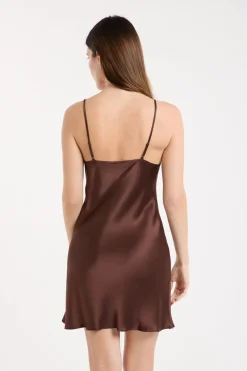 ETAM Pijamas De Seda|Camisones De Tirantes|Camisón de seda con detalles de encaje HENNA